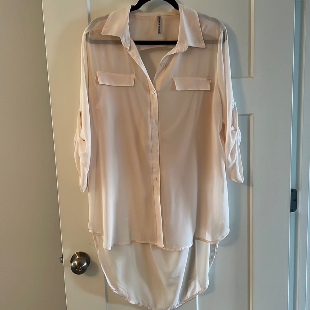 High low button down shirt